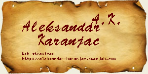 Aleksandar Karanjac vizit kartica